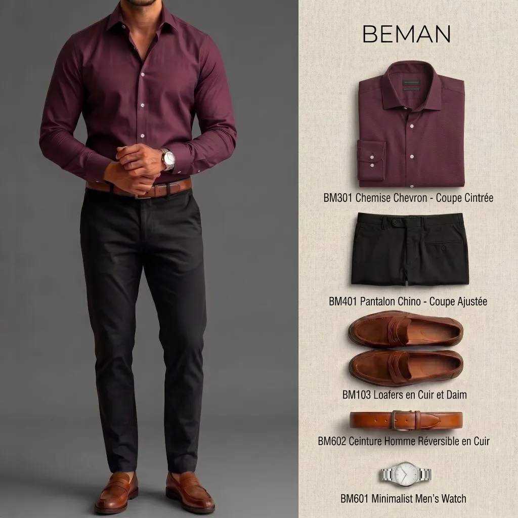 PACK PK002 Chemise, Chino, Loafers, Ceinture & Montre - 2.webp
