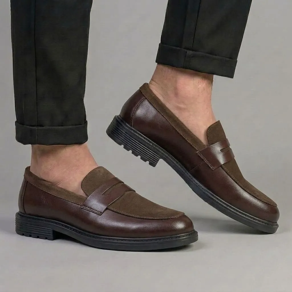 BM103 Mocassins Loafers Homme en Cuir et Daim