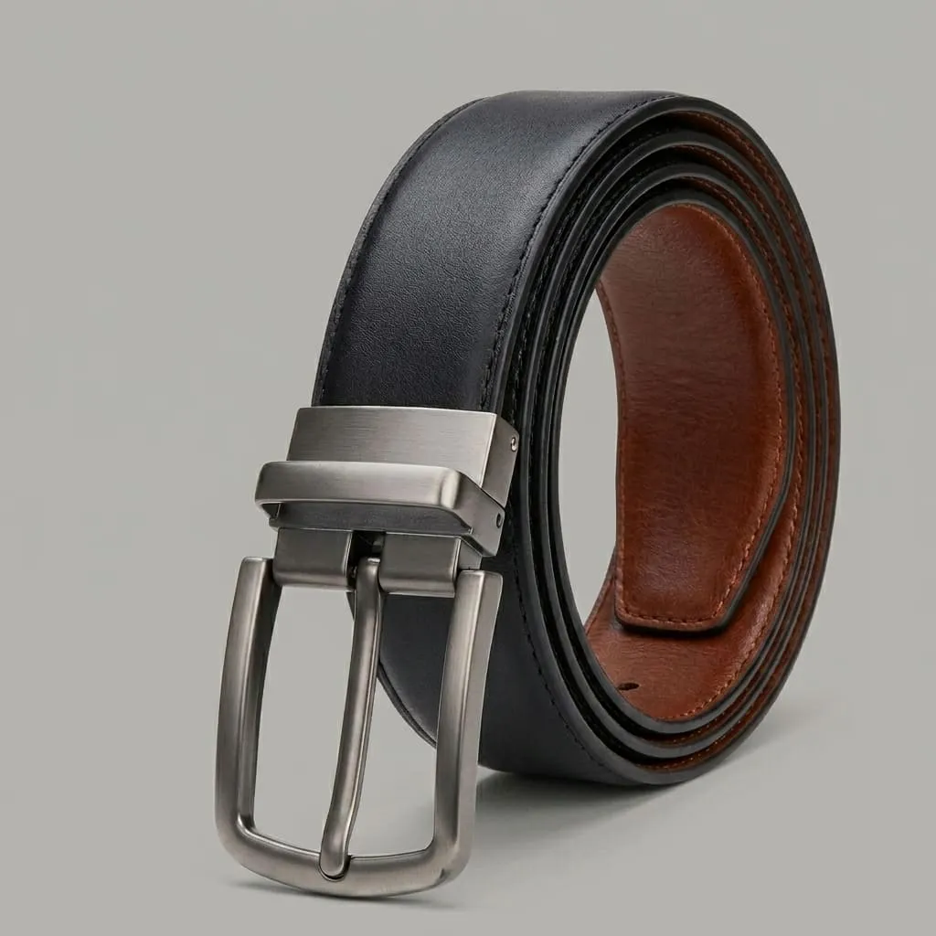 BM602 Ceinture Réversible en Cuir Véritable Homme