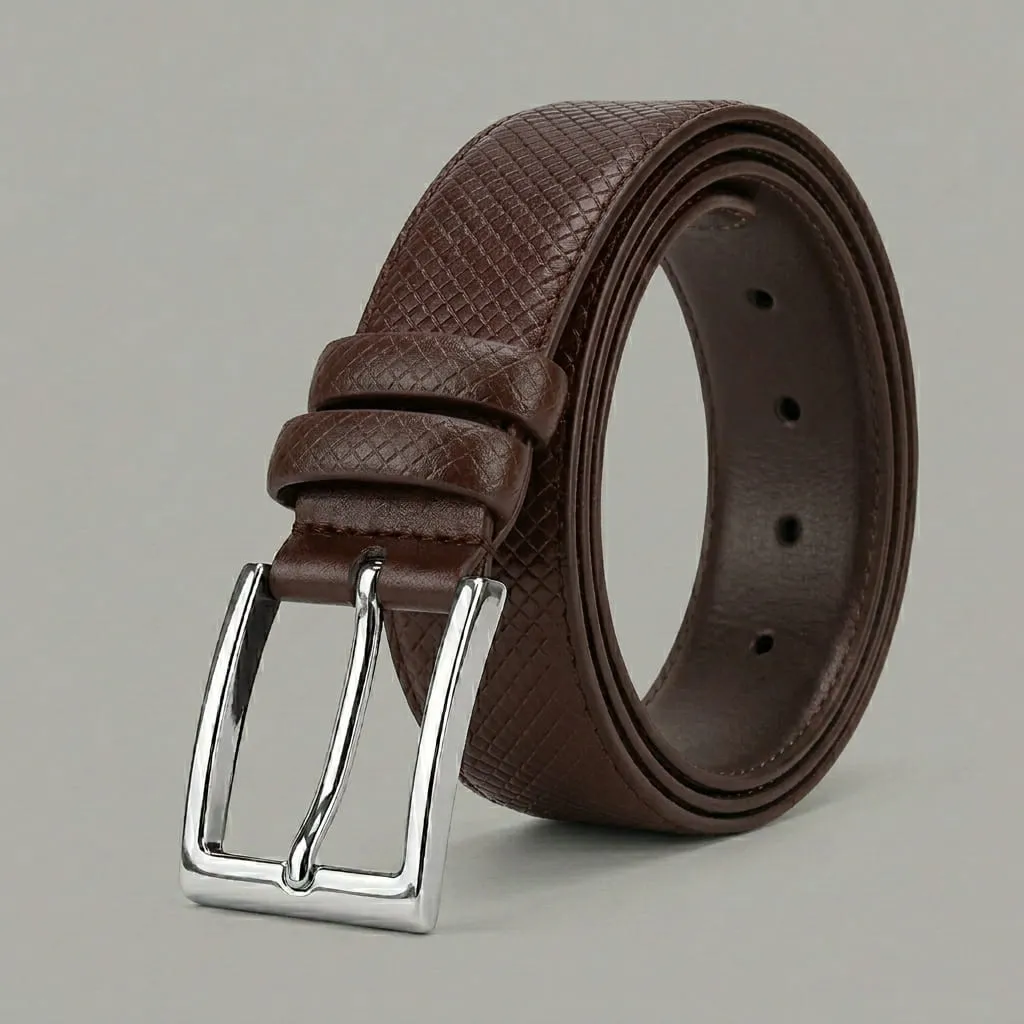 BM603 Ceinture en Cuir Texturé Homme - Boucle Métal